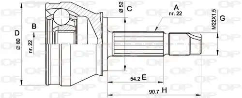 каре комплект, полуоска OPEN PARTS CVJ5229.10