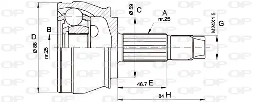 каре комплект, полуоска OPEN PARTS CVJ5239.10