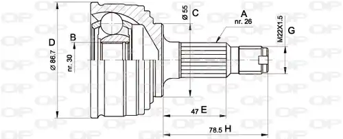 каре комплект, полуоска OPEN PARTS CVJ5245.10