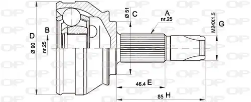 каре комплект, полуоска OPEN PARTS CVJ5252.10