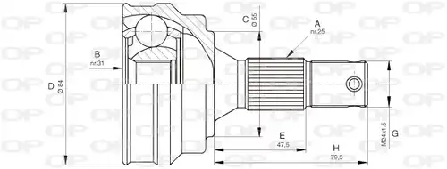 каре комплект, полуоска OPEN PARTS CVJ5253.10