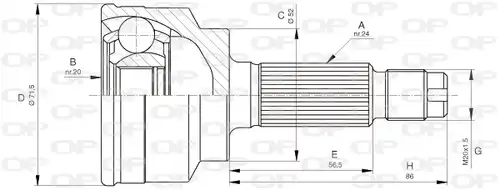 каре комплект, полуоска OPEN PARTS CVJ5255.10