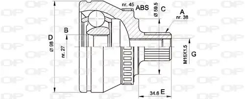 каре комплект, полуоска OPEN PARTS CVJ5261.10