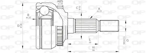 каре комплект, полуоска OPEN PARTS CVJ5263.10