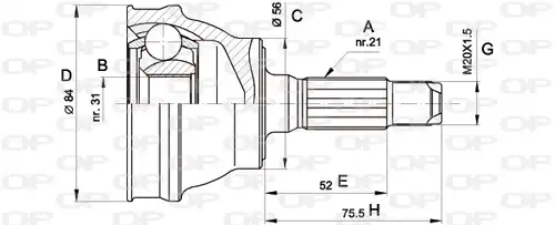 каре комплект, полуоска OPEN PARTS CVJ5280.10