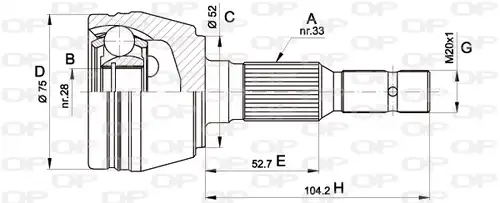 каре комплект, полуоска OPEN PARTS CVJ5285.10