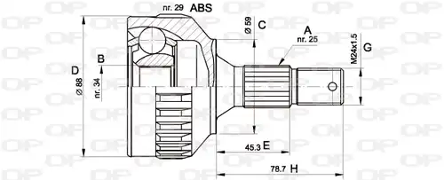 каре комплект, полуоска OPEN PARTS CVJ5287.10