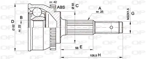 каре комплект, полуоска OPEN PARTS CVJ5288.10