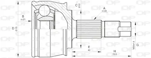 каре комплект, полуоска OPEN PARTS CVJ5291.10