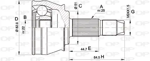 каре комплект, полуоска OPEN PARTS CVJ5302.10