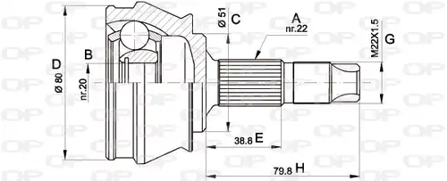 каре комплект, полуоска OPEN PARTS CVJ5305.10