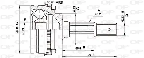 каре комплект, полуоска OPEN PARTS CVJ5341.10