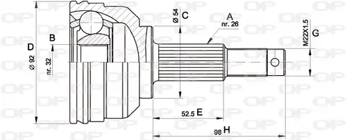 каре комплект, полуоска OPEN PARTS CVJ5345.10