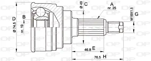 каре комплект, полуоска OPEN PARTS CVJ5352.10