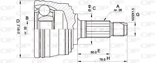 каре комплект, полуоска OPEN PARTS CVJ5353.10