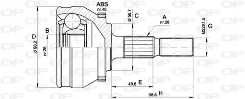 каре комплект, полуоска OPEN PARTS CVJ5355.10