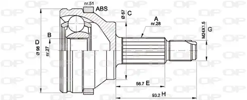 каре комплект, полуоска OPEN PARTS CVJ5358.10