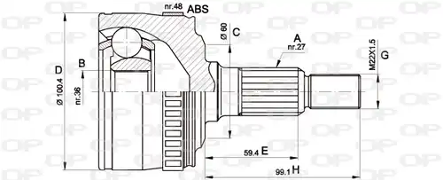 каре комплект, полуоска OPEN PARTS CVJ5360.10