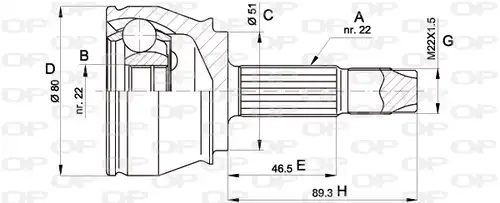 каре комплект, полуоска OPEN PARTS CVJ5361.10