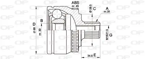 каре комплект, полуоска OPEN PARTS CVJ5364.10