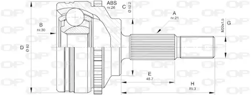 каре комплект, полуоска OPEN PARTS CVJ5365.10