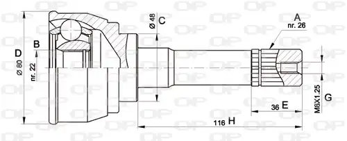 каре комплект, полуоска OPEN PARTS CVJ5367.10