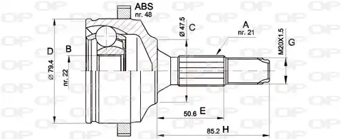 каре комплект, полуоска OPEN PARTS CVJ5369.10