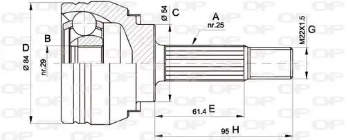 каре комплект, полуоска OPEN PARTS CVJ5372.10