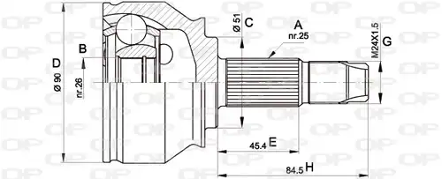 каре комплект, полуоска OPEN PARTS CVJ5374.10