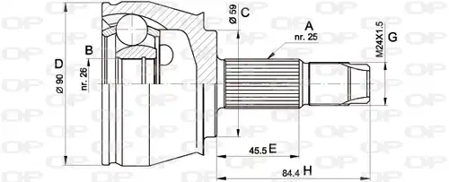 каре комплект, полуоска OPEN PARTS CVJ5375.10