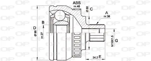 каре комплект, полуоска OPEN PARTS CVJ5376.10