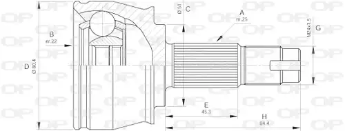 каре комплект, полуоска OPEN PARTS CVJ5383.10