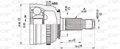 каре комплект, полуоска OPEN PARTS CVJ5386.10