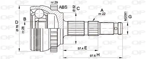 каре комплект, полуоска OPEN PARTS CVJ5387.10