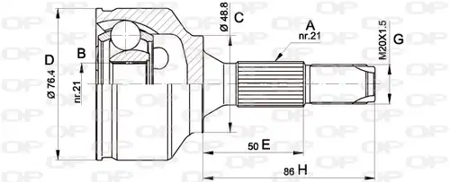 каре комплект, полуоска OPEN PARTS CVJ5394.10