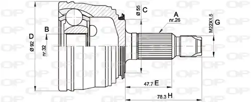 каре комплект, полуоска OPEN PARTS CVJ5395.10