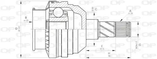 каре комплект, полуоска OPEN PARTS CVJ5405.20