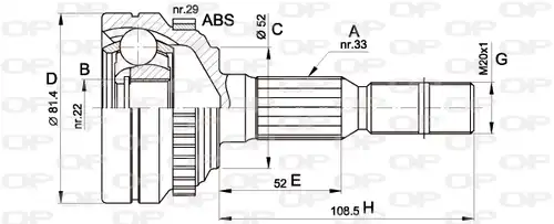 каре комплект, полуоска OPEN PARTS CVJ5432.10