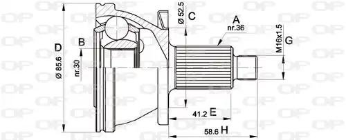 каре комплект, полуоска OPEN PARTS CVJ5433.10