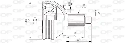 каре комплект, полуоска OPEN PARTS CVJ5434.10