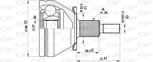 каре комплект, полуоска OPEN PARTS CVJ5435.10