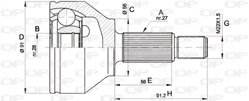 каре комплект, полуоска OPEN PARTS CVJ5437.10