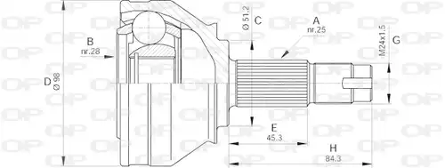 каре комплект, полуоска OPEN PARTS CVJ5438.10