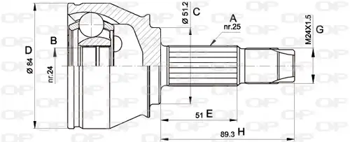 каре комплект, полуоска OPEN PARTS CVJ5439.10