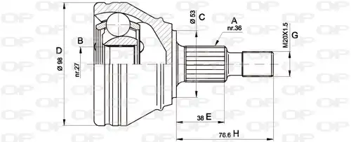 каре комплект, полуоска OPEN PARTS CVJ5442.10