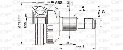 каре комплект, полуоска OPEN PARTS CVJ5443.10