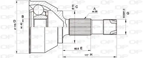 каре комплект, полуоска OPEN PARTS CVJ5458.10