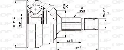 каре комплект, полуоска OPEN PARTS CVJ5462.10