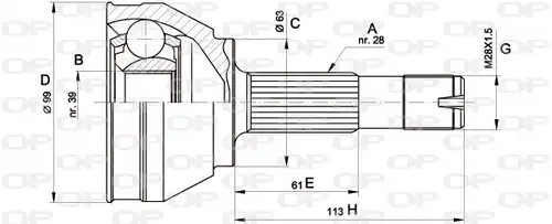 каре комплект, полуоска OPEN PARTS CVJ5463.10