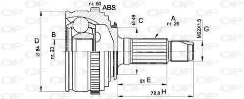 каре комплект, полуоска OPEN PARTS CVJ5467.10